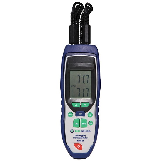 digi sense thermistor thermometer 2 input data logging nist traceable calibration wd 20250 94 29